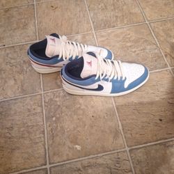 Jordan's 1 Low SE"White/Armory navy/Aegine Storm"Mens Shoes Size  9.5