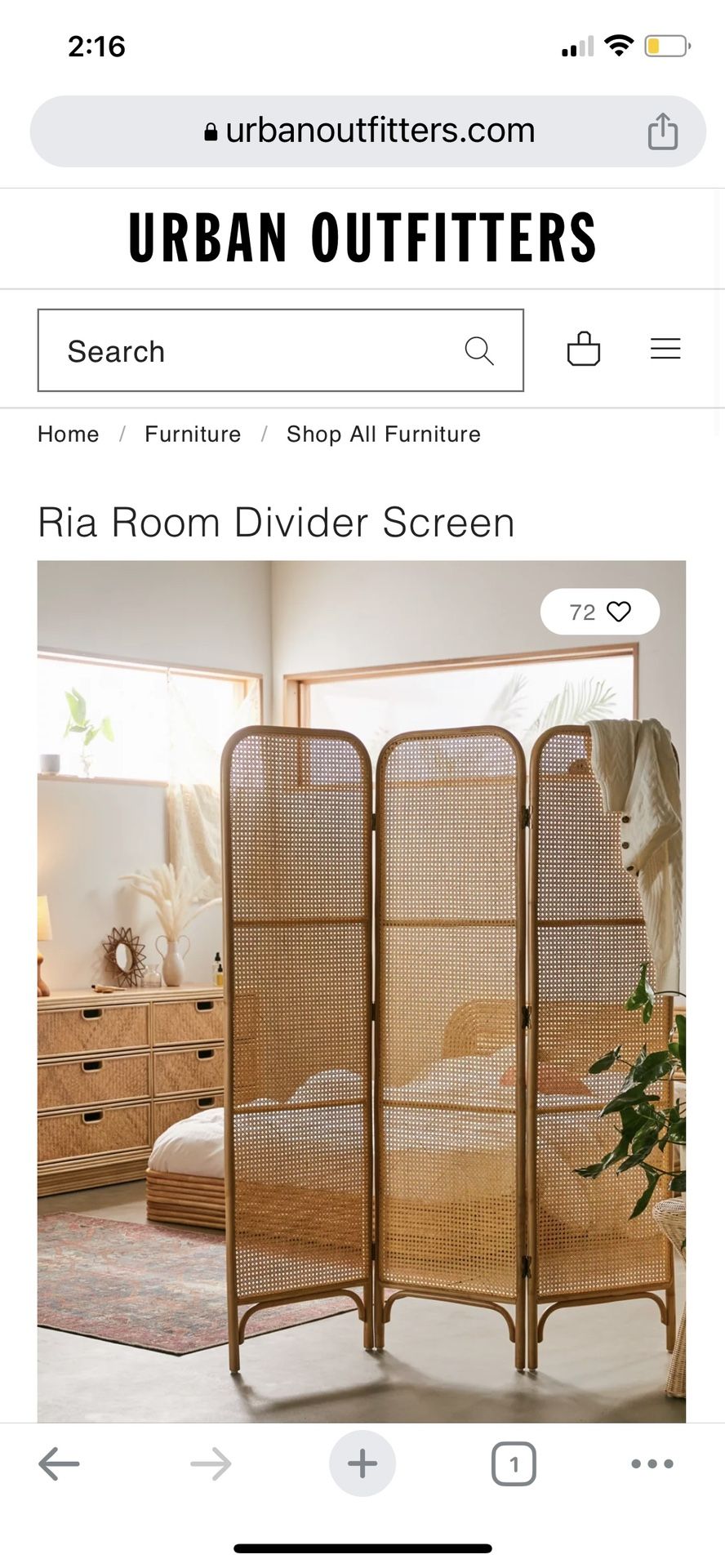 Boho Rattan Room Divider Urban Outfitters for Sale in Long Beach, CA