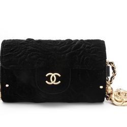 CHANEL Chanel Metal Jewelry Camellia Leather Chain Velvet Card Cover Gold Coin Bag Wallet Mouth Cover Bag Card Bag Women's Black(off70)47