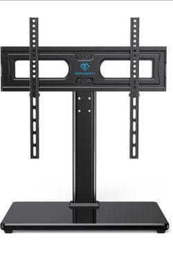 PERLESMITH Universal TV Stand Table Top TV Base for 32 to 65 inch LCD LED OLED 4K Flat Screen TVs-Height Adjustable TV Mount Stand with Tempered Glass