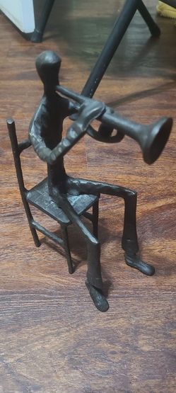Cast Iron Trumpet Player Statue