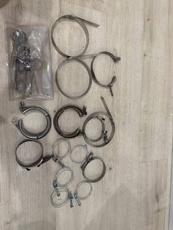 Mixed Exhaust V-Band Clamps T-Bolt Hose Clamps & Hardware Lot of 16 OEM