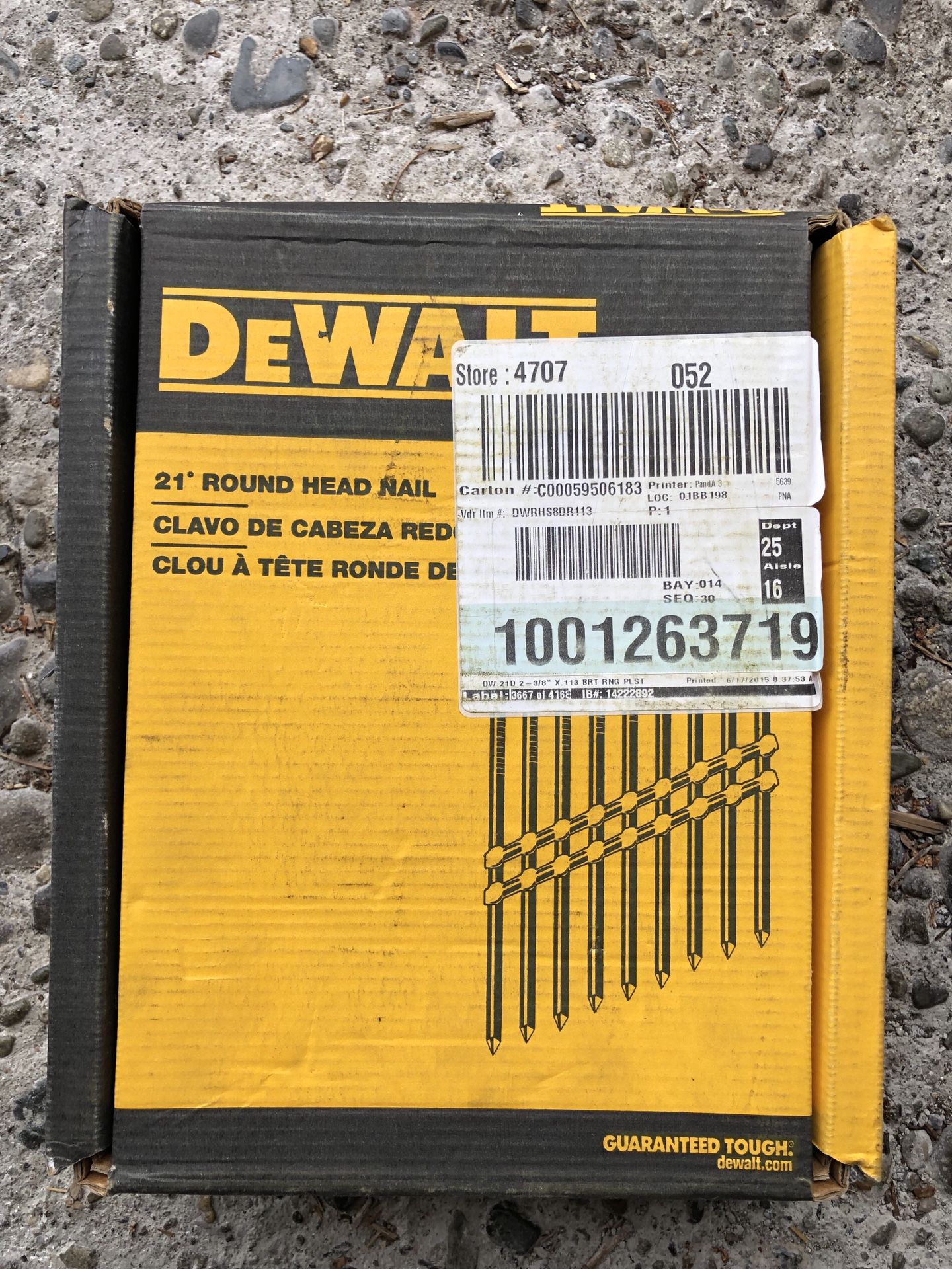 DEWALT 2-3/8” X 0.113” RING SHANK FRAMING NAILS (2000-PACK)