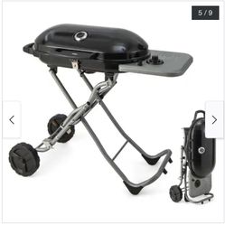 15000 BTU Portable Propane BBQ Grill with Wheels and Side Shelf-Black - 42" x 22.5" x 36.5"