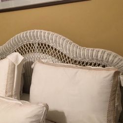 Vintage White Wicker Headboard