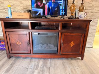 Entertainment center with working heater fireplace