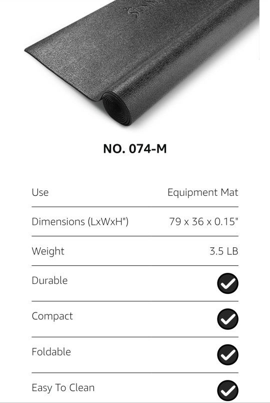 Sunny Health & Fitness Non-Slip Home Gym Mat – Workout Floor Protection Foam Pad for Treadmill, Bike, Elliptical, Yoga and Exercise Equipment or Stand
