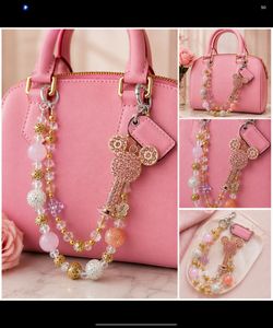 Mickey Mouse Key Beaded Bag Charm Strap with Coach Tag