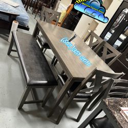 Six Seater Table Grey With Bench New Sillas Y Mesa 