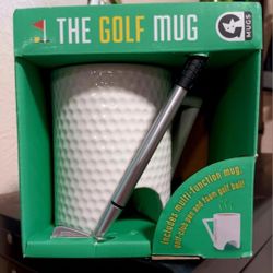 Ginger Fox Novelty Golf Mug - Pitch & Putt Mug with Golf Club Pen & Foam Golf Ball