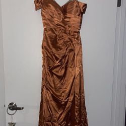 Orange Mermaid Dress With Front Slit