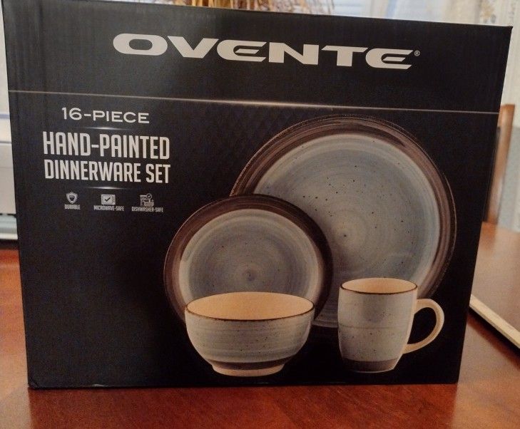 Ovente 16 Piece Hand-Painted Dinnerware Set