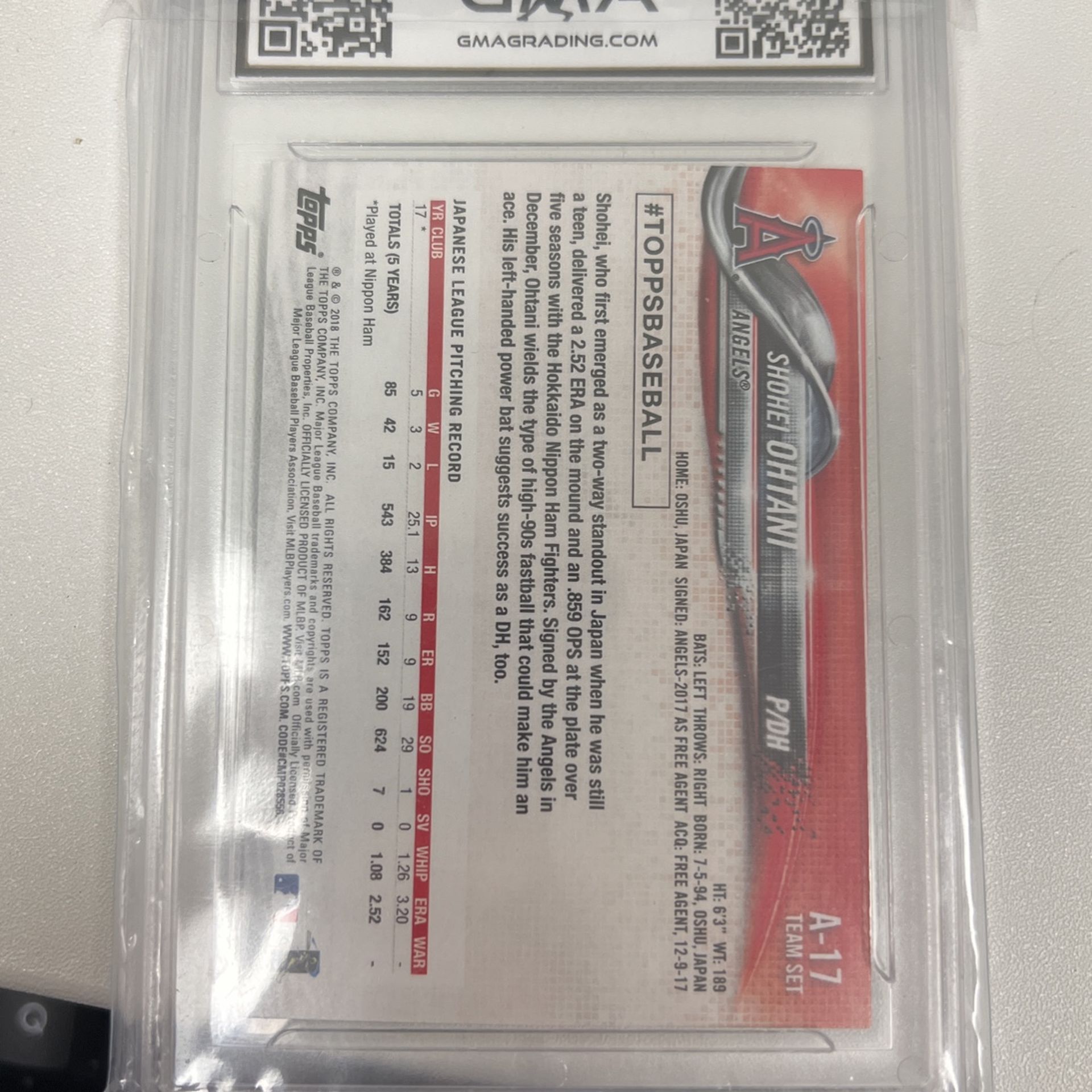 Shohei Ohtani Rookie card GMA 9