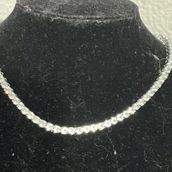 15 Ct Lab Grown moissanite Diamond 4mm Tennis Necklace 18” 925