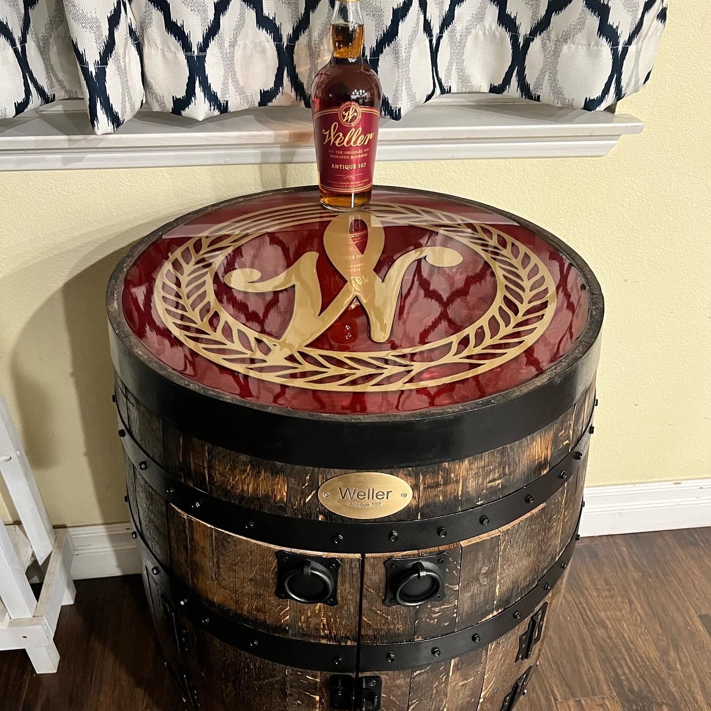Custom Bourbon Whiskey Barrel Liquor Cabinet