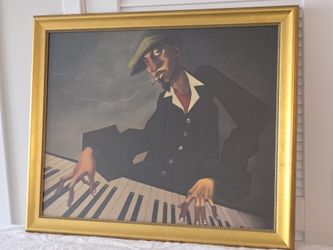 The Piano Man II by Justin Bua Gold Framed Art Print 35"x28"x1.5"