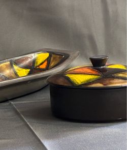Mid Century BITOSSI Vetrata Pattern Dishes Made in Italy