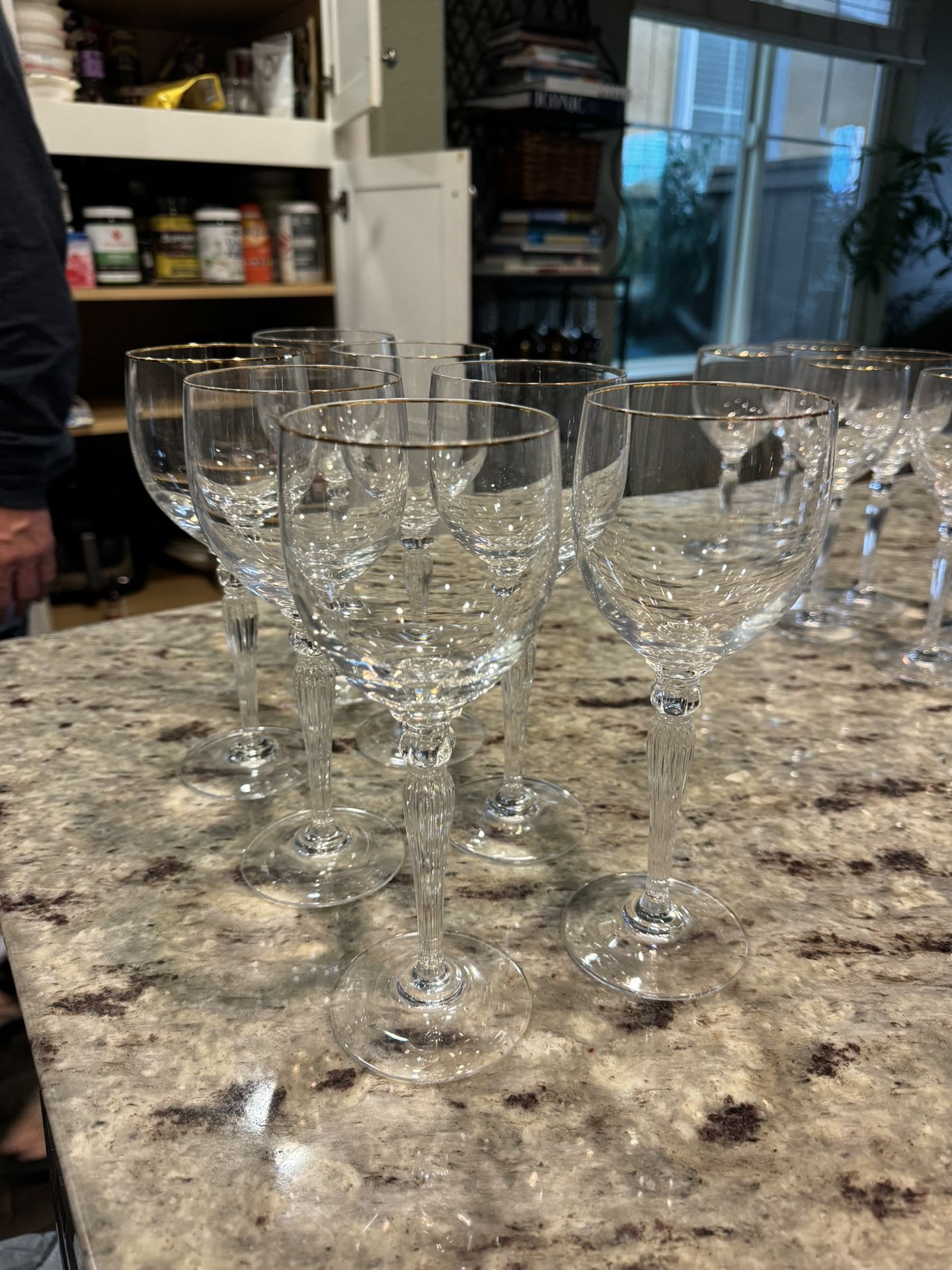 Waterford Crystal Red Wine Glasses w/ Gold Rim 