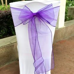 Dark Purple Organza Chair Sash 