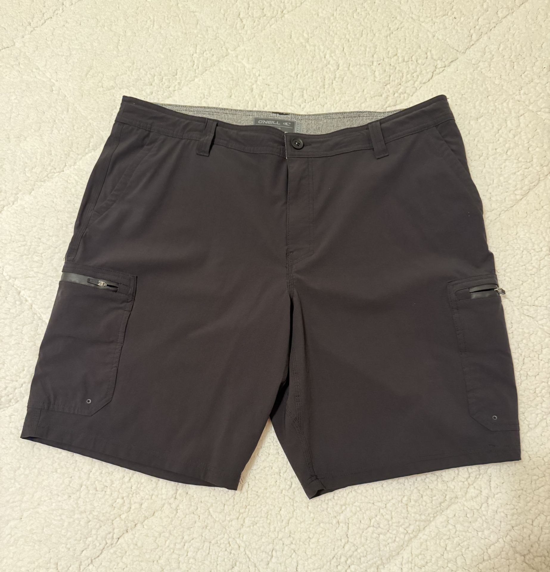O’Neill Mens Hybrid Travel Series Cargo Shorts Black Size 40 Flat Front