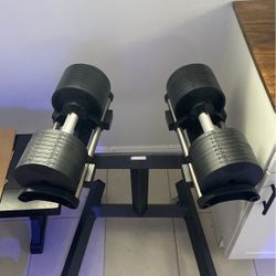 Adjustable Dumbbells Up To 70lbs With Rack