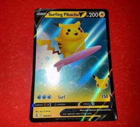 Surfing Pikachu V 008/025 Celebrations Ultra Rare Pokemon Card
