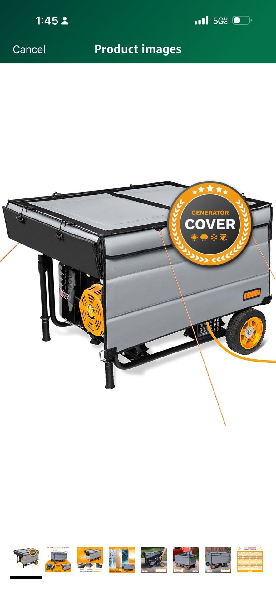 IGAN Generator Covers While Running Pro-Max for most 3500w-12000w Generators - Ultra Heavy Duty Generator Covers for Outside with Windproof Kit - Port