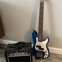 Electric Bass Guitar And Amp