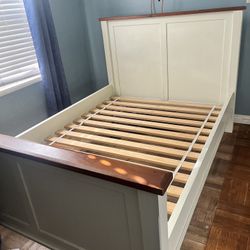 300-Bedroom Set-White Full Bed Frame, night Stand and Chest all Is Wood 