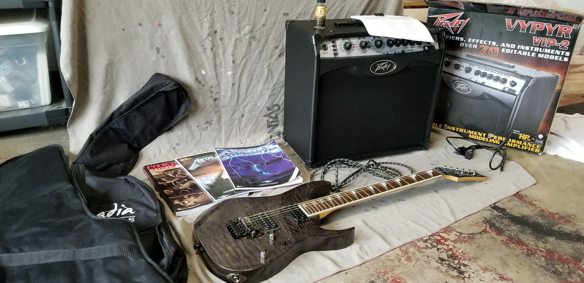 Ibanez RG320 DX QM Electric Guitar and amp plus extras