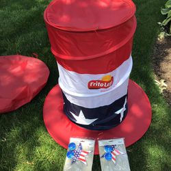 Frito-Lay Nylon Patriotic Top Hat Hamper Storage 33x20 Never Used RARE! Americana