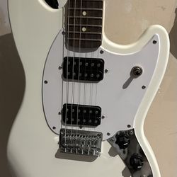 Cream Colored Squier Bullet Mustang Electric Guitar 