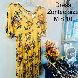Vintage yellow Floral Dress Size M