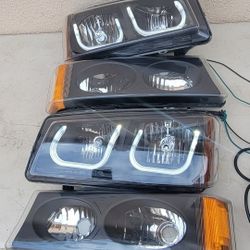 03-06 Chevrolet Silverado Avalanche LED DRL Headlights Luces Micas Calaveras Faros Faroles Focos Chevy Headlamps