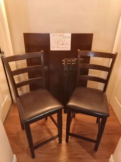 Solid Hardwood Tall Chairs and Tall Table, 40.00, Sturdy, Very Nice, see Pictures and details