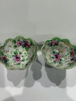 Antique Porcelain Hand painted Salt Bowls