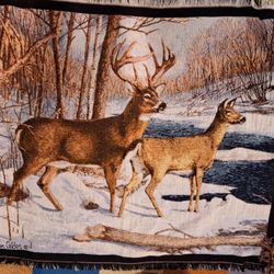 Van Gilder Throw Blanket Deer Snow Theme