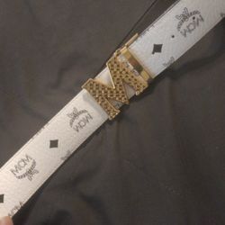 White Leather Designer Belt