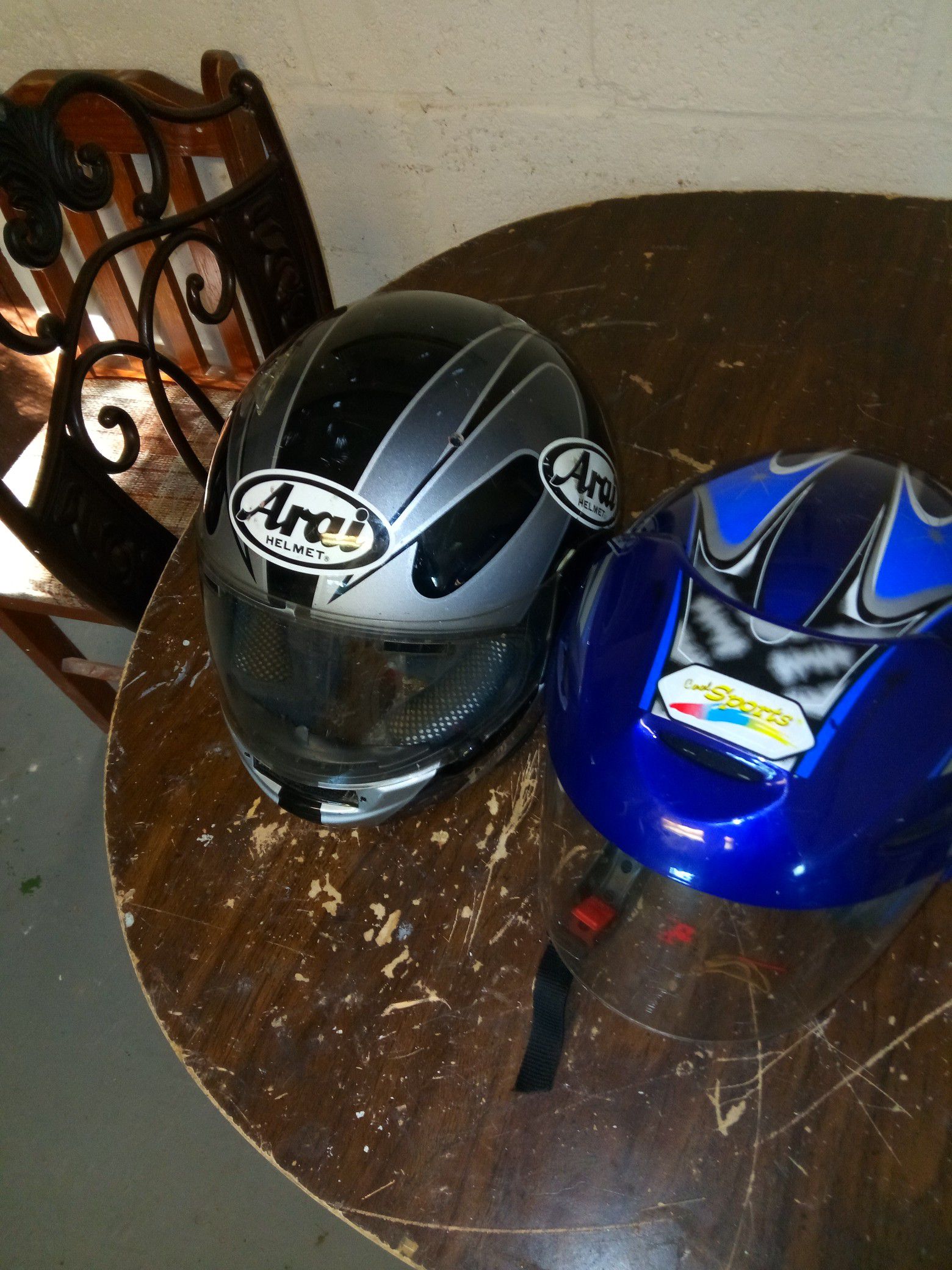Motorcycle helmets 30 bucks minor scratches for both of them