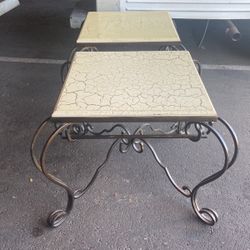 Metal Sofa Table & 2 End Tables
