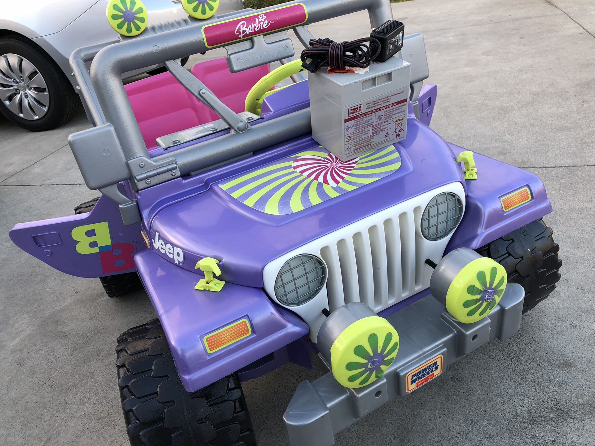 Purple Barbie Jeep Wrangler 12volt electric kids ride on cars power wheels