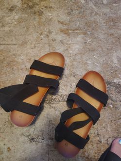 Black Double Strap Slide Sandals