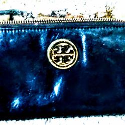 Tory Burch Black Leather Robinson Wallet Multi Gusset Zip Continental Clutch! 