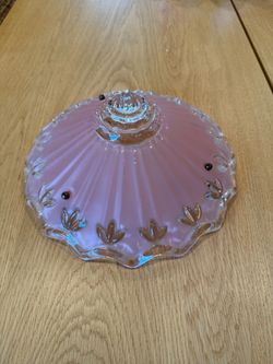 Rare Antique 1930s Pink Satin Glass Ceiling Light – Art Deco Flared Shade