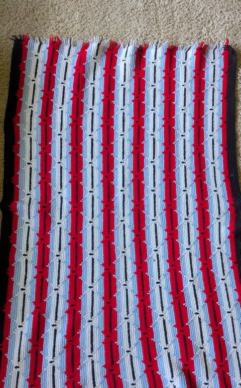 Red White And Blue Vintage Handmade Afghan