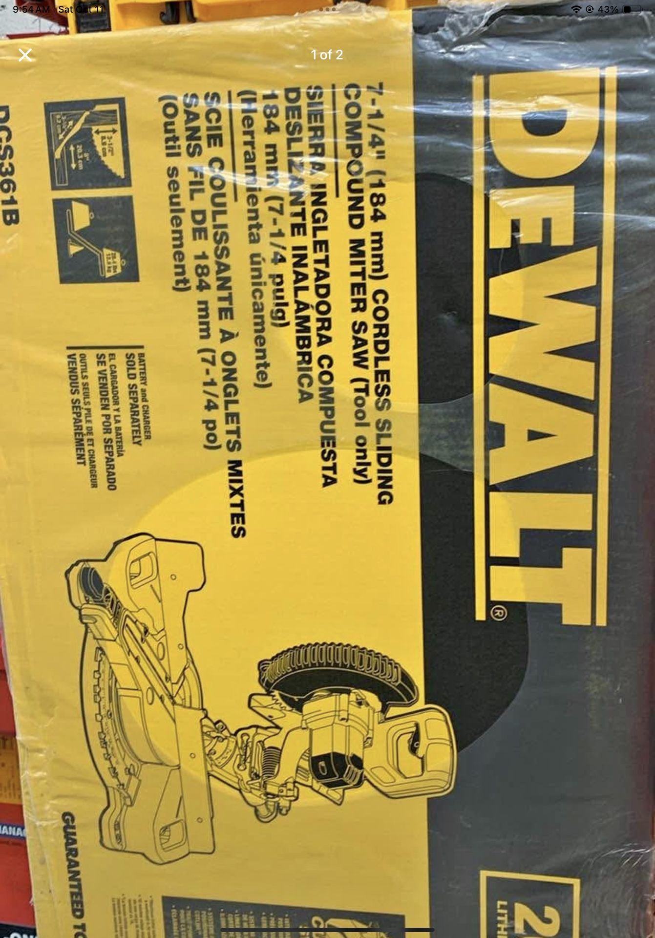 Dewalt 7-1/4 inch Dewalt miter saw Cordless Tool Only