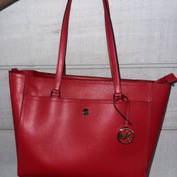 MICHAEL KORS Maisie Large Pebbled Leather 3-in-1 Tote Bag Bright Red