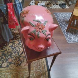 Folk Art Large Piggy Bank