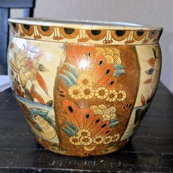 ***** CHRISTMAS SALE ***** VINTAGE Japanese SATSUMA China Flower Pot Vase