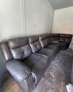 Grey Leather Couches
